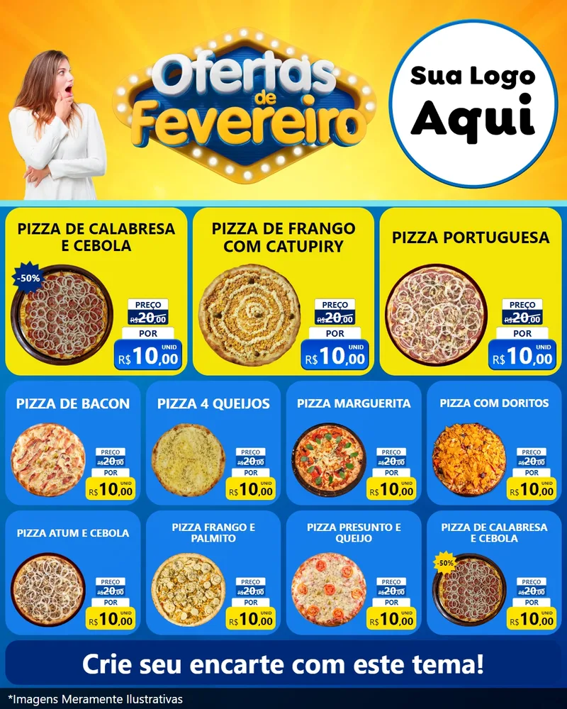 Modelo de Rede Social para Feed Instagram com o tema Ofertas de Fevereiro para Pizzaria