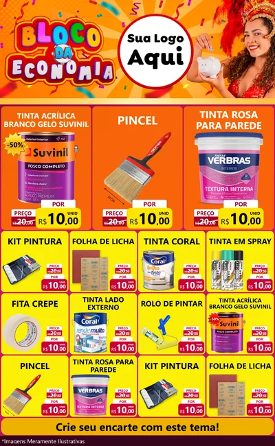 Modelo de Encarte para Encarte Grande com o tema Bloco da Economia para Tintas e Ferramentas