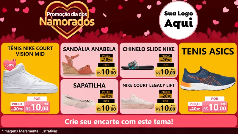 Modelo de TV para TV Horizontal com o tema Promoção Dia Dos Namorados para Calçados