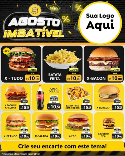 Modelo de Rede Social para Feed Instagram com o tema Agosto Imbatível para Hamburgueria