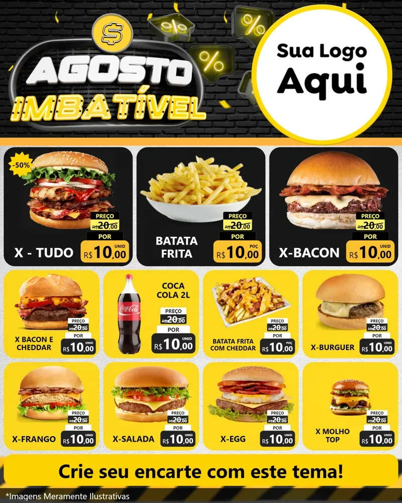 Modelo de Rede Social para Feed Instagram com o tema Agosto Imbatível para Hamburgueria