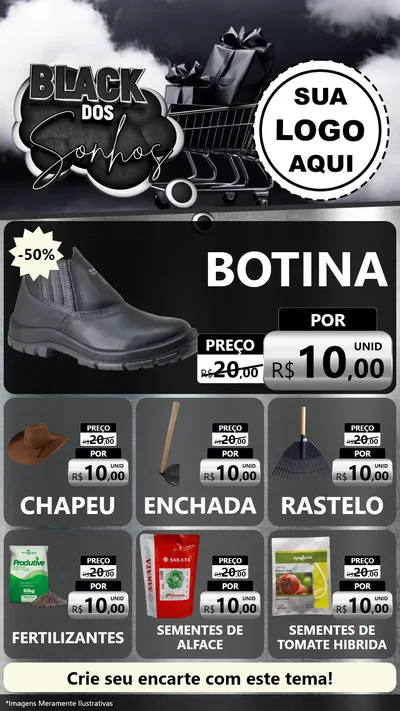 Modelo de Rede Social para Stories com o tema Black dos Sonhos para Agropecuária