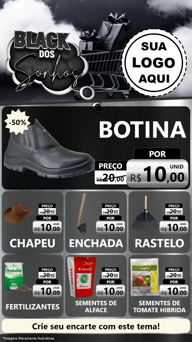 Modelo de Rede Social para Stories com o tema Black dos Sonhos para Agropecuária