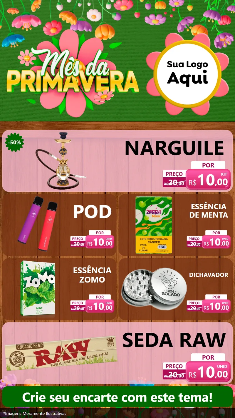 Modelo de TV para TV Vertical com o tema Mês da Primavera para Tabacaria