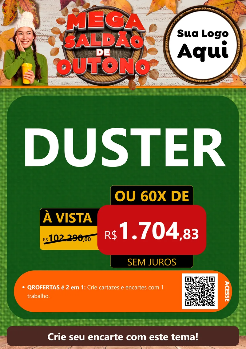 Modelo de Cartaz para Cartaz A4 Vertical com o tema Mega Saldão de Outono para Concessionaria de Carros