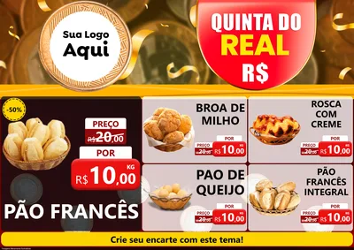 Modelo de Encarte para Encarte A4 Horizontal com o tema Quinta do Real para Padaria