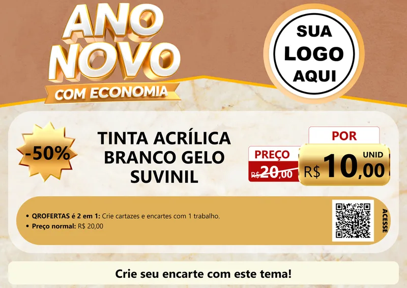 Modelo de Cartaz para Cartaz A4 Horizontal com o tema Ano Novo Com Economia para Tintas e Ferramentas