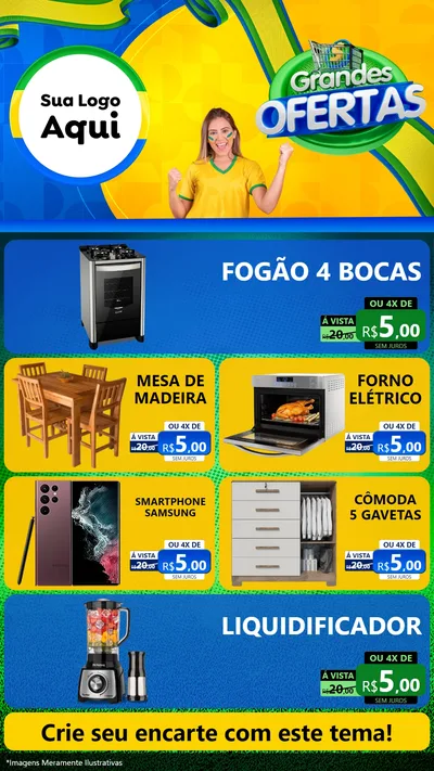 Modelo de TV para TV Vertical com o tema Grandes Ofertas para Móveis e Eletro