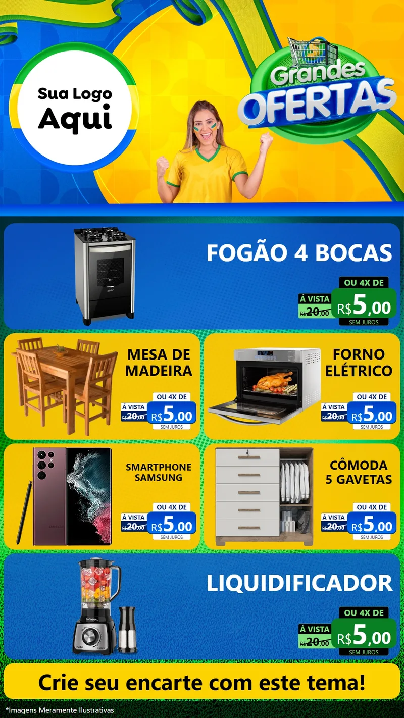 Modelo de TV para TV Vertical com o tema Grandes Ofertas para Móveis e Eletro