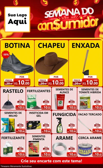 Modelo de Encarte para Encarte Grande com o tema Semana do Consumidor para Agropecuária