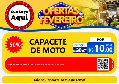 Modelo de Cartaz para Cartaz A4 Horizontal com o tema Ofertas de Fevereiro para Moto peças