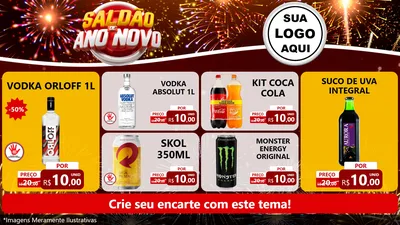 Modelo de TV para TV Horizontal com o tema Saldão de Ano Novo para Distribuidora de bebidas