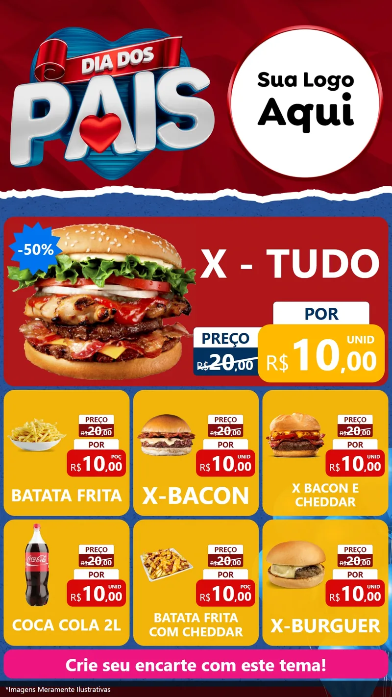 Modelo de Rede Social para Stories com o tema Dia dos Pais para Hamburgueria