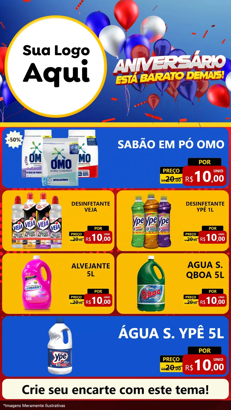 Modelo de TV para TV Vertical com o tema Aniversário para Produtos de Limpeza