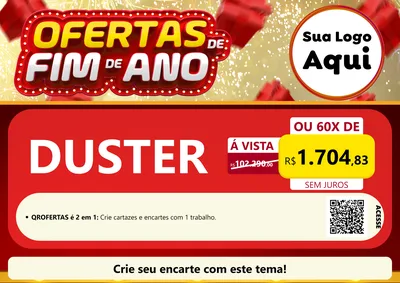 Modelo de Cartaz para Cartaz A4 Horizontal com o tema Ofertas de Fim de Ano para Concessionaria de Carros