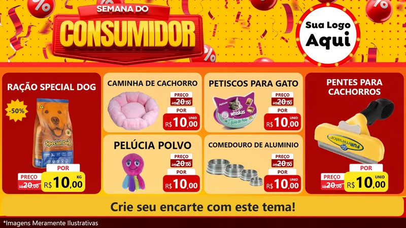 Modelo de TV para TV Horizontal com o tema Semana do Consumidor para Pet Shop