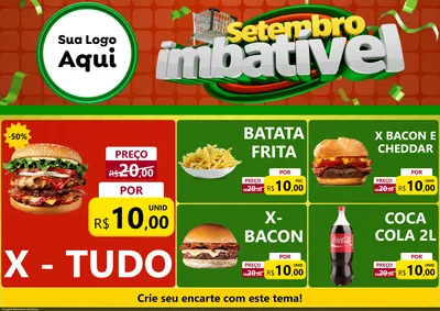 Modelo de Encarte para Encarte A4 Horizontal com o tema Setembro Imbatível para Hamburgueria