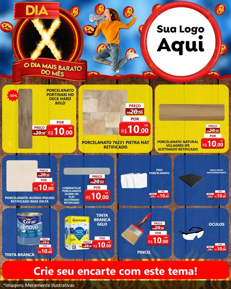 Modelo de Rede Social para Feed Instagram com o tema Dia X - O Dia Mais Barato Do Mês para Pisos e revestimentos
