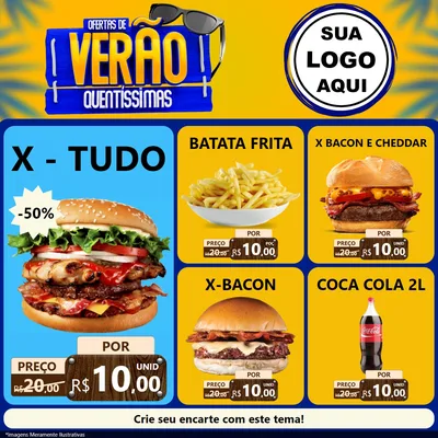 Modelo de Rede Social para Feed Facebook com o tema Ofertas de Verão Quentíssimas para Hamburgueria