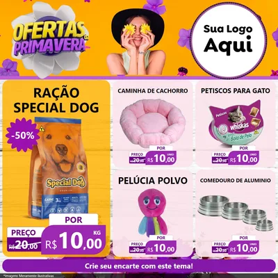 Modelo de Rede Social para Feed Facebook com o tema Ofertas Da Primavera para Pet Shop