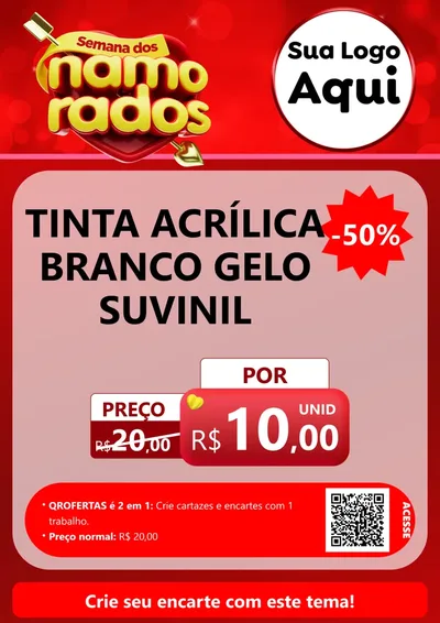 Modelo de Cartaz para Cartaz A4 Vertical com o tema Semana dos namorados para Tintas e Ferramentas