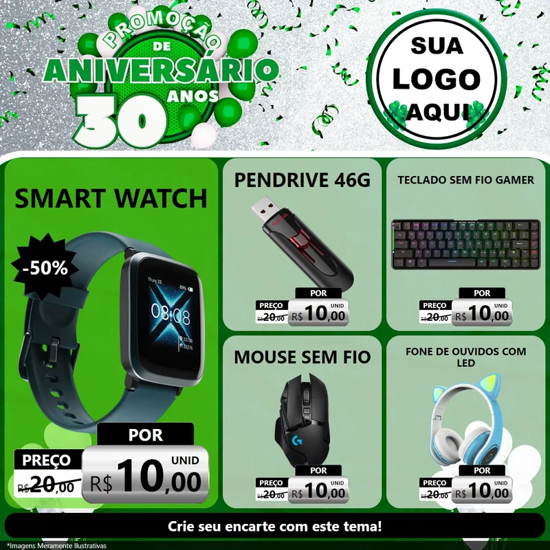 Modelo de Rede Social para Feed Facebook com o tema Promoção de Aniversário - 30 Anos para Informática