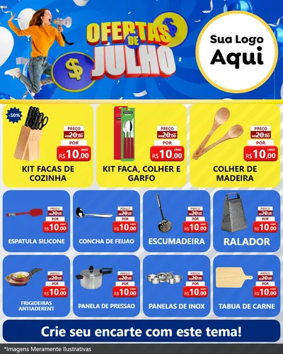 Modelo de Rede Social para Feed Instagram com o tema Ofertas de Julho para Utilidades Domésticas