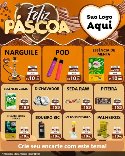 Modelo de Rede Social para Feed Instagram com o tema Feliz Páscoa para Tabacaria