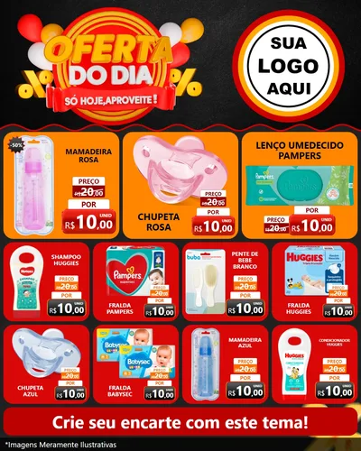 Modelo de Rede Social para Feed Instagram com o tema Oferta do Dia - Só hoje, Aproveite! para Bebês