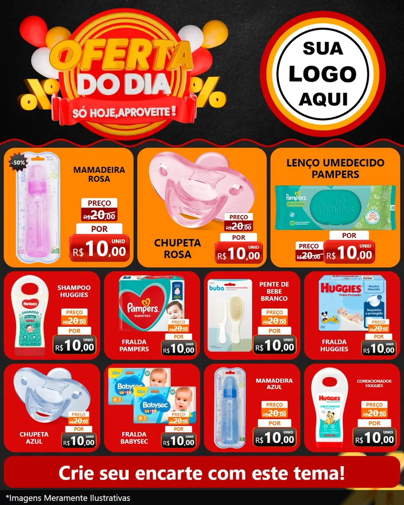 Modelo de Rede Social para Feed Instagram com o tema Oferta do Dia - Só hoje, Aproveite! para Bebês