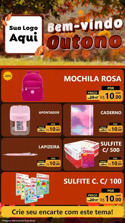 Modelo de TV para TV Vertical com o tema Bem-vindo Outono para Papelaria