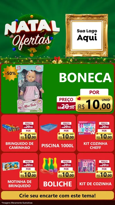 Modelo de Rede Social para Stories com o tema Natal de Ofertas para Brinquedos