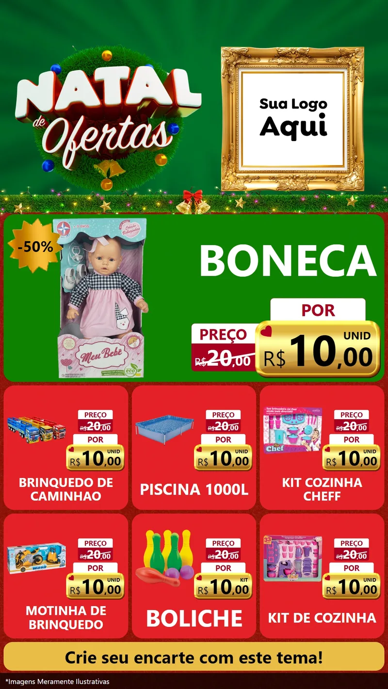 Modelo de Rede Social para Stories com o tema Natal de Ofertas para Brinquedos