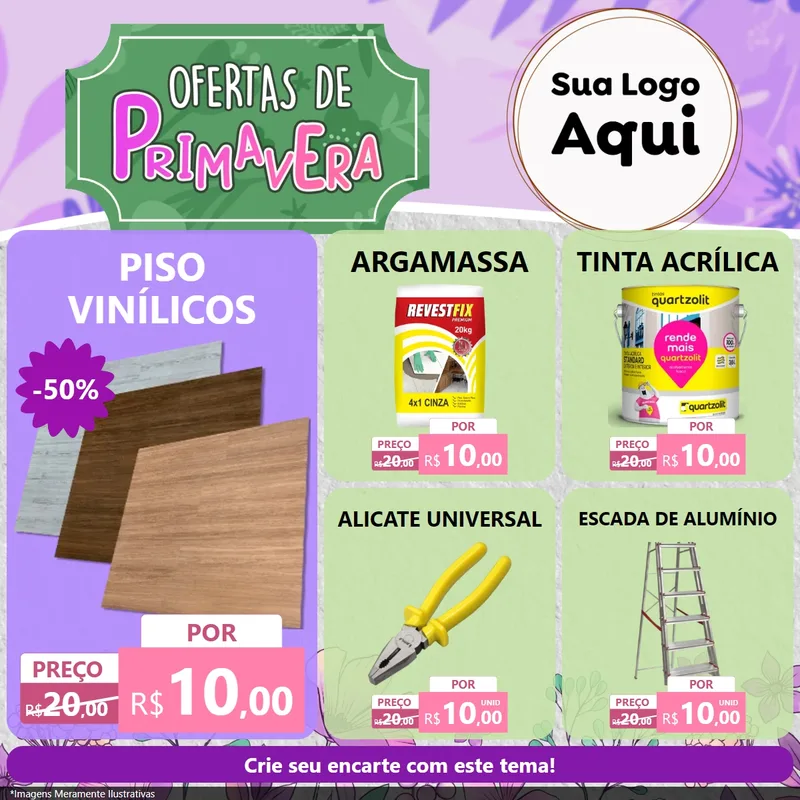 Modelo de Rede Social para Feed Facebook com o tema Ofertas de Primavera para Material para Construção