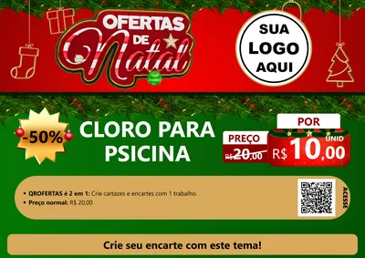 Modelo de Cartaz para Cartaz A4 Horizontal com o tema Ofertas de Natal para Produtos para Piscina