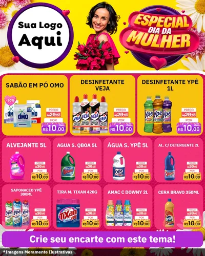 Modelo de Rede Social para Feed Instagram com o tema Especial Dia da Mulher para Produtos de Limpeza