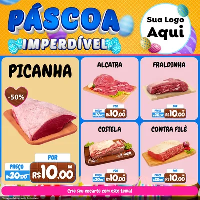Modelo de Rede Social para Feed Facebook com o tema Páscoa Imperdível para Açougue