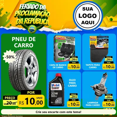 Modelo de Rede Social para Feed Facebook com o tema Feriado da Proclamação da República para Auto peças