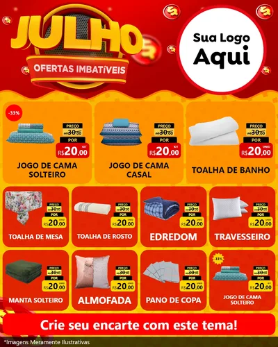 Modelo de Rede Social para Feed Instagram com o tema Julho Ofertas Imbatíveis para Cama, Mesa e Banho