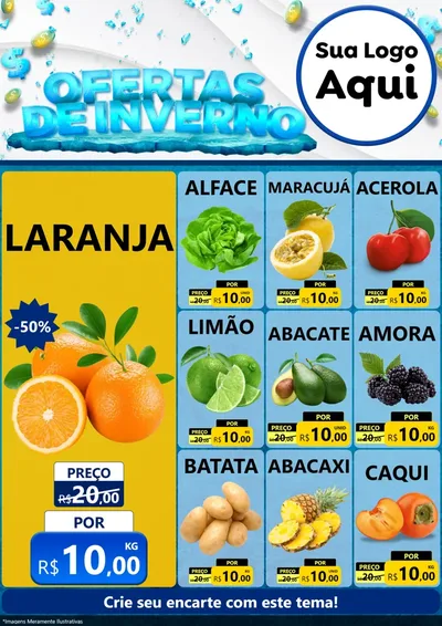 Modelo de Encarte para Encarte A4 Vertical com o tema Ofertas de Inverno para Hortifrúti