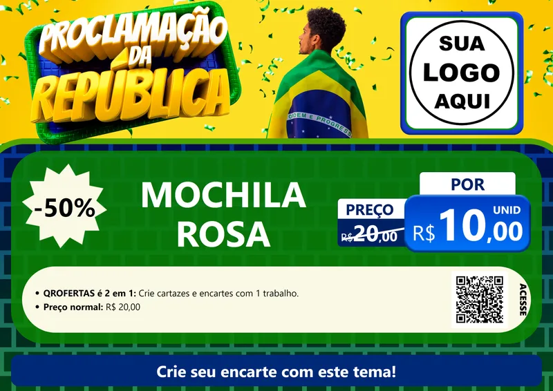 Modelo de Cartaz para Cartaz A4 Horizontal com o tema Proclamação da República para Papelaria
