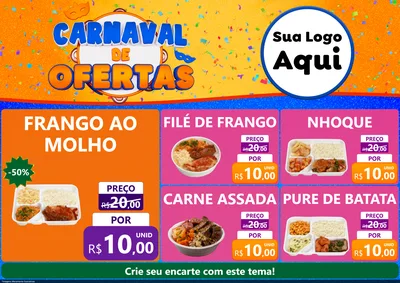 Modelo de Encarte para Encarte A4 Horizontal com o tema Carnaval de Ofertas para Restaurante