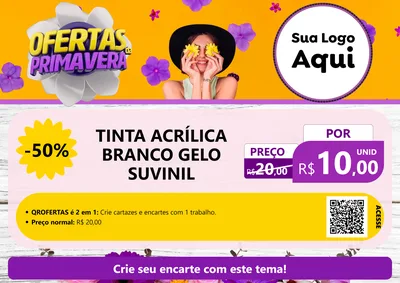 Modelo de Cartaz para Cartaz A4 Horizontal com o tema Ofertas Da Primavera para Tintas e Ferramentas