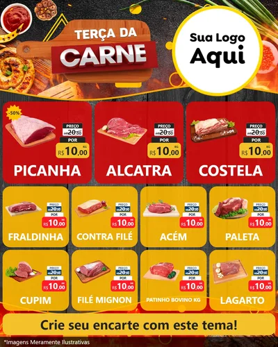 Modelo de Rede Social para Feed Instagram com o tema Terça da Carne para Açougue