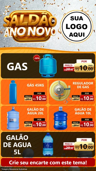 Modelo de TV para TV Vertical com o tema Saldão de Ano Novo para Água e gás