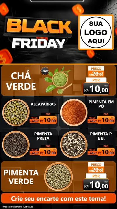 Modelo de TV para TV Vertical com o tema Black Friday para Produtos Naturais