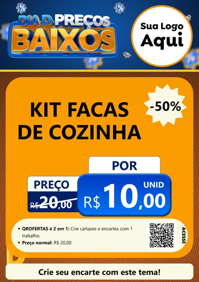 Modelo de Cartaz para Cartaz A4 Vertical com o tema Dia D Preço Baixo para Utilidades Domésticas