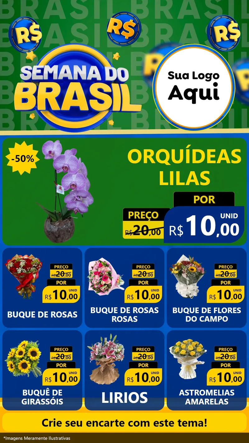 Modelo de Rede Social para Stories com o tema Semana Do Brasil para Floricultura e jardim