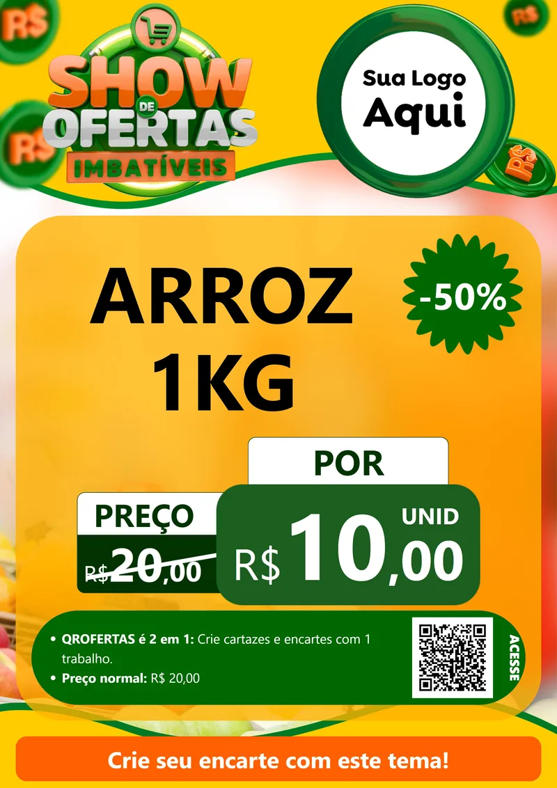 Modelo de Cartaz para Cartaz A4 Vertical com o tema Show de Ofertas Imbatíveis para Supermercado