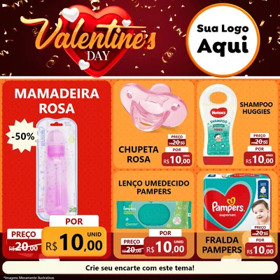 Modelo de Rede Social para Feed Facebook com o tema Valentine's Day para Bebês
